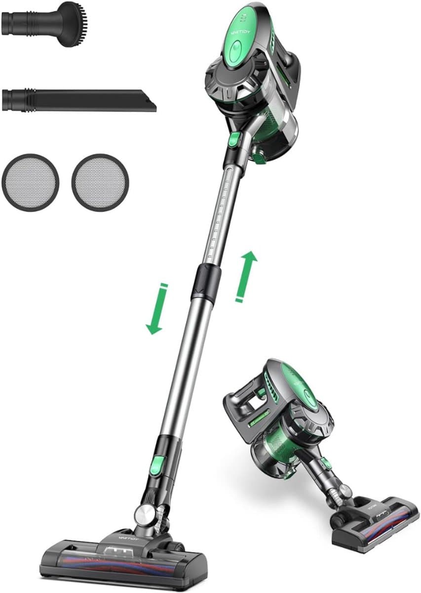 MIRA® 6-in1 Steelstofzuiger Zonder Zak op Accu - Steelstofzuiger Draadloos Uitschuifbaar - Kruimeldief Snoerloos best Verkocht 25KPA – Zwart/Groen - ‎17cm x 8cm x 10cm — afbeelding 1