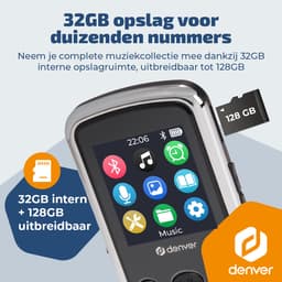 Denver MP3 Speler Incl oordopjes - Uitbreidbaar tot 128GB - Shuffle/Repeat Modus - Kinderen en volwassenen - Bevestigingsclip - AUX - MPS320B - Zwart — thumbnail 5