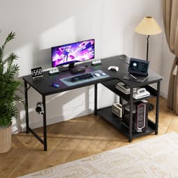 COMHOMA - Hoekbureau L-vorm 120 cm - Met USB Oplaadpoort en Stopcontact - Zwart — thumbnail 3