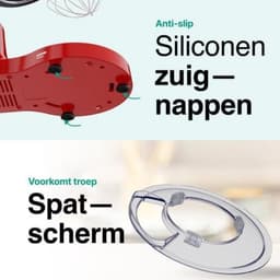 Aurixi® Mixer met mengkom - Mixer - Mixer met mengkom keukenmachine - Rood - ‎39 cm x 24 cm x 32 cm — thumbnail 4