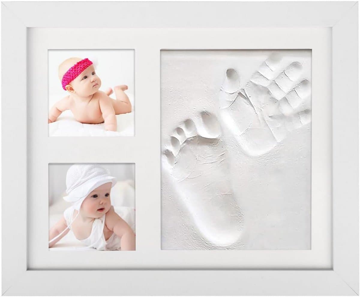 Baby Gipsafdruk - Handen Voeten Set - Herinneringen Maken - Luchtdrogende Klei - 28 x 23 cm - Natuurlijk — afbeelding 1