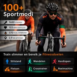 Hibousee Smartwatch Heren & Dames met Belfunctie – Sporthorloge – Hartslagmeter – Waterdicht – Fitness Tracker – Zaklamp – Geschikt voor iOS & Android — thumbnail 3