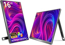 SNJY® Portable Monitor - Draagbare Monitor - Draagbaar Scherm - 0,8 cm Ultradun - 16 Inch - 1920 x 1200p IPS - Zwart — thumbnail 1