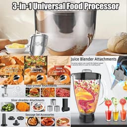 Keukenmachine Mixer - Keukenrobot Blender - Multifunctioneel Koken - Krachtige 1500 Watt Motor - 8 Liter Kom - Zwart — thumbnail 3