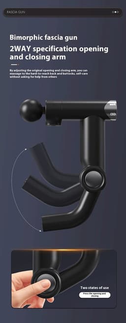 Massagepistool - Verlengde Bocht - Grijs - 32 Standen - LCD Display - Oplaadbaar - 25W - Diepe Weefselmassage - Rugmassage - Spierherstel - Mini Draagbaar — thumbnail 4
