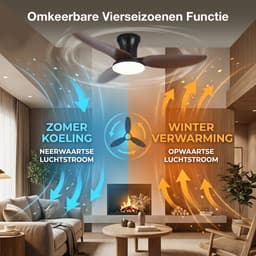 Rosnek Plafondventilator met Verlichting Hout - 100cm Stille DC Motor - LED Plafondlamp met Ventilator Dimbaar - Zomer en Winterstand - Woonkamer — thumbnail 4