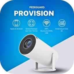 PEEKGUARD® ProVision 4 - Mini Beamer Wit - WiFi - HDMI - Bluetooth - 4K support Beamers Scherm - Apple & Android - Projector Draagbaar - Incl. HDMI kabel & Afstandsbediening — thumbnail 5