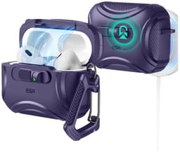 ESR Hoesje Geschikt Voor AirPods Pro 3 (2025) - Cyber FlickLock Case - Compatibel met MagSafe - Karabijnhaak - Paars — thumbnail 1