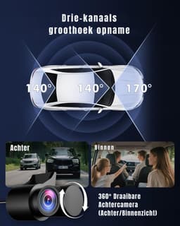 Aura® Dashcam Voor en Achter - Dashcamera - Parkeermonitor - Nachtzicht - Zwart - 6cm x 12cm x 7cm — thumbnail 3