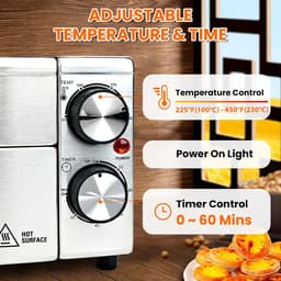 Elektrische Pizzaoven en Heteluchtfriteuse (Airfryer) - RVS, 1800W, Timer & Temperatuur Instelbaar — thumbnail 2