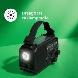 PHILIPS TAR1609 draagbare Noodradio FM/AM met interne oplaadbare batterij, back-up met AAA-batterij en handslinger, autovakantie, zonne-energie, ingebouwde led-lamp en zaklamp als noodradio survival emergency radio kamperen, wandelen, stroomuitval — thumbnail 5