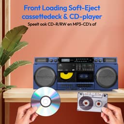 MEDION P66538 Cassetterecorder (retro boombox met cd-speler, jaren 80, groot, USB, SD, cd, cassette MC, DAB+ radio telescopische antenne, Bluetooth, cassettedeck, opnamefunctie, werkt op batterijen) — thumbnail 5