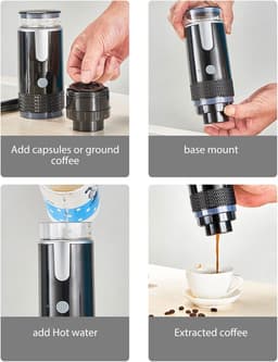 Mini-espressomachine voor op reis - Oplaadbaar & Handmatig - K Cup-capsules - Kamperen & Wandelen . — thumbnail 5