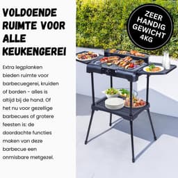 Sommertal BBQ231 elektrische grill | Balkon grill | 2200 W | Camping grill | 2-in-1 tafelgrill met standaard | Traploze temperatuurregeling | Opbergruimte | Snelle opwarming | Windbescherming — thumbnail 4
