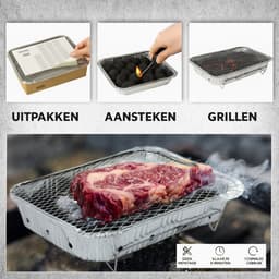 Wegwerp Barbecue – Instant BBQ met Houtskool – Camping Barbecue voor Buiten, Picknick of Balkon – Inclusief Rooster – Barbecue Accessoires – BBQ Kopen — thumbnail 5