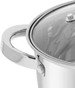 Cheffinger, Roestvrijstalen Kookpan met Glazen Deksel 20cm 3.9L Inductie Compatibel, Zilveren — thumbnail 3