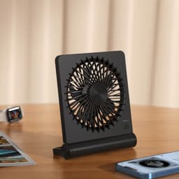 USB-ventilator, sterke wind, ultrastille kleine bureauventilator, 220° kantelbaar, opvouwbaar, 3 snelheden, verstelbare USB-C-voeding, persoonlijke ventilator met snoer voor thuis, kantoor, desktop, zwart — thumbnail 1