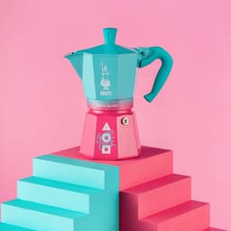 Italiaanse Koffiepot Bialetti Blauw Roze Aluminium Thermoplast 6 Kopjes — thumbnail 5