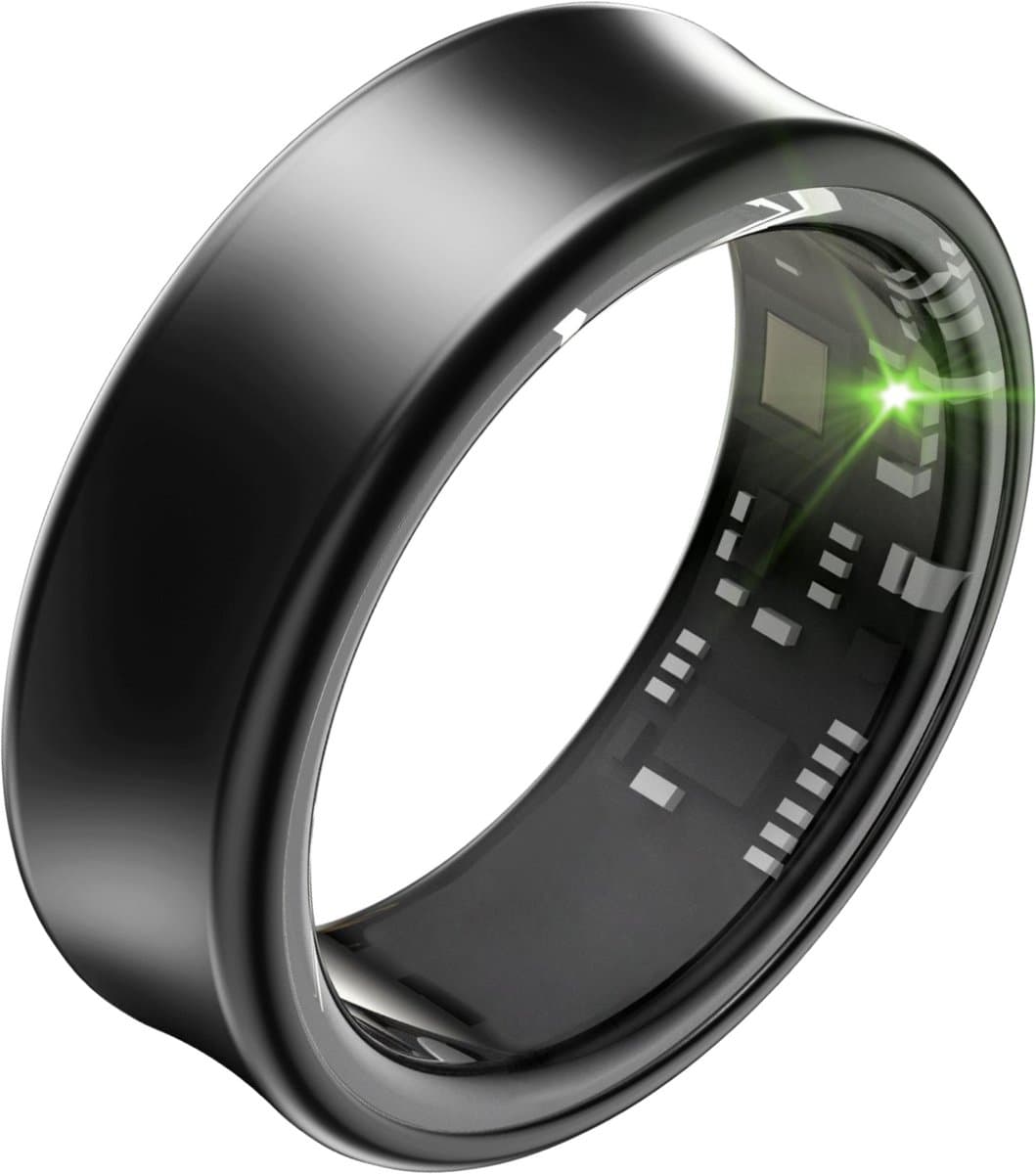 Focus® S2 Smart Ring - Zwart - Maat 7 - AI Coach - Hartslag - Menstruatiecyclus - Slaap Monitor - Herstelscore - Slimme Ring - Sport Prestatie - Stappenteller -IP68 Waterdicht - O2 Meting - Dames - Heren - Wearables - Oplaad Case - beschermring — afbeelding 1