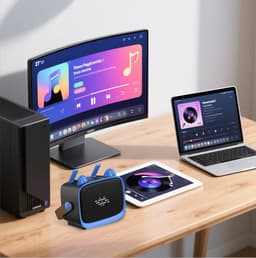 Karaoke Set - 2 Microfoons - Draagbaar - Bluetooth - Telefoonhouder - Blauw — thumbnail 5