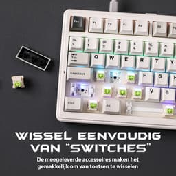 EPOMAKER x AULA F99 - Wit - Mechanisch Draadloos Toetsenbord - RGB - 100% - QWERTY - Gaming Keyboard - Leobog Reaper Switch — thumbnail 4
