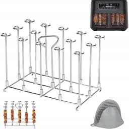 2 x RVS verticale grills - Verticale multi-pins rotisserie - met 14 grillstaven - Zwart — thumbnail 1