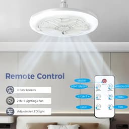 Bovista Plafondventilator - Met Verlichting - Plafond Ventilator - Met Lamp - Plafonniere Met Ventilator - Met Licht - Wit - 23cm — thumbnail 3