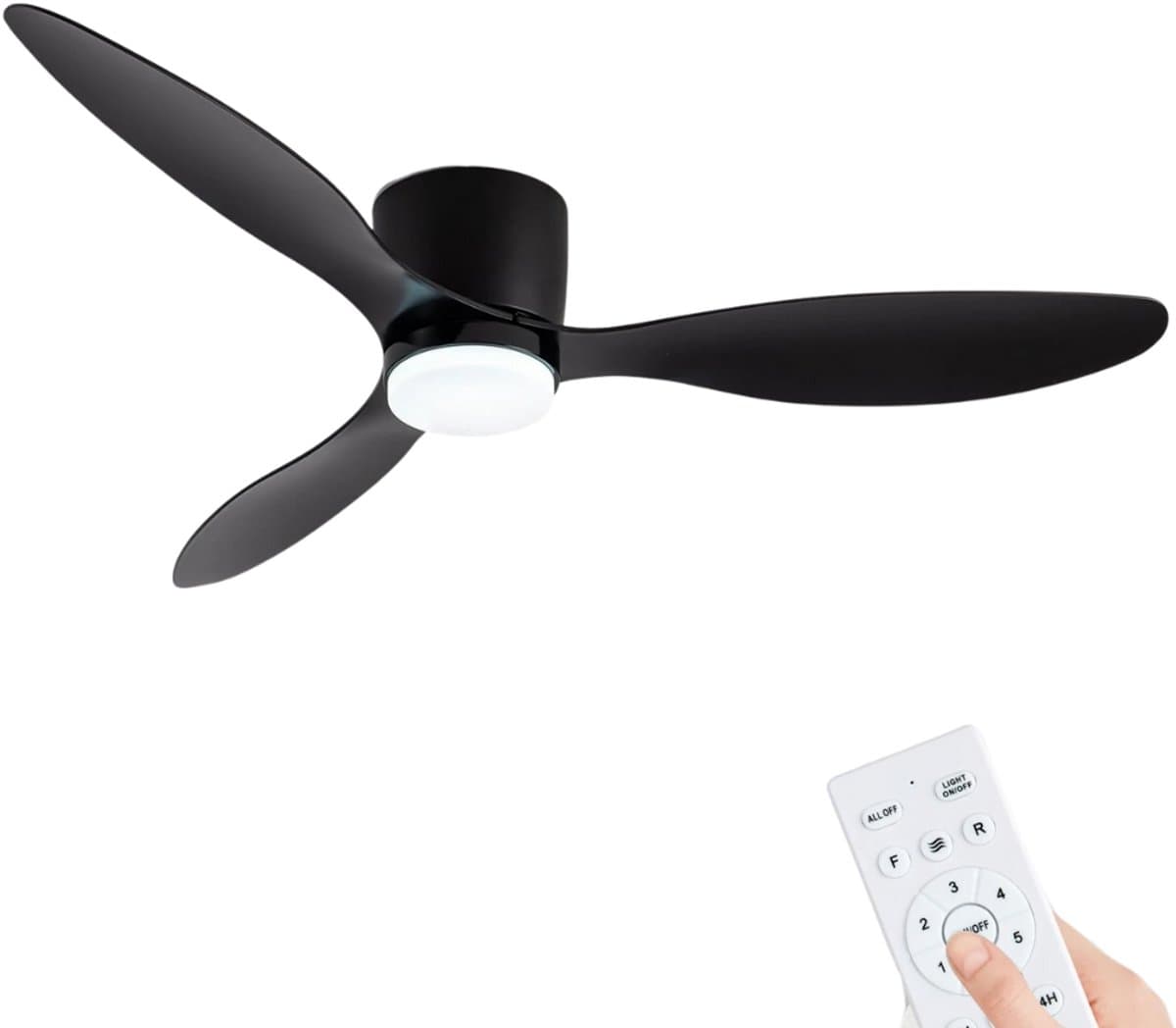 Bovista Plafondventilator - Met Verlichting - Plafond Ventilator - Met Lamp - Plafonniere Met Ventilator - Met Licht - Zwart - 106cm — afbeelding 1