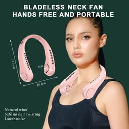 Nekventilator - Oplaadbaar - Unisex - Draagbaar - Handsfree en bladloos - Persoonlijke koelventilator met LED-display - 5 snelheden - Draagbare hangventilator - Voor reizen/wandelen/sporten/koken - Roze — thumbnail 4