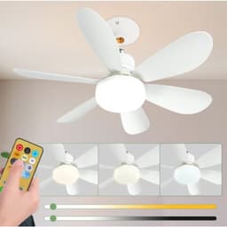 Plafondventilator 40W Ø 52 cm - met Verlichting en Afstandsbediening - Geschikt voor E27 lamphouder - 3 Dimbaar en snelheden - stille - voor Slaapkamer Keuken Woonkamer — thumbnail 1
