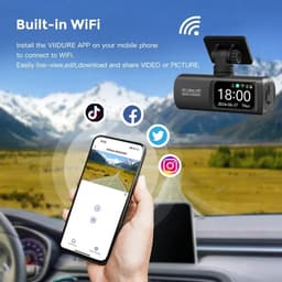 4K Dashcam Auto Voor en Achter – Dashcam – Videorecorder – Auto Camera – Met Wifi, GPS & 1.47” Scherm – GPS – Nachtzicht, Parkeermodus, G-sensor & Loop Recording – Mini DVR Autocamera met USB-C – SD-kaart – Zwart — thumbnail 3