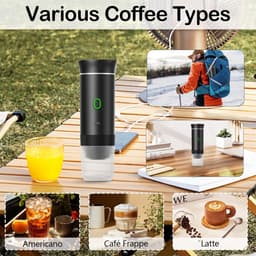 Draagbare elektrische espressomachine - Mini reiscamper - Geschikt voor gemalen koffie / capsules - Kampeer- en wandelkantoor - Oplaadbaar - Zwart — thumbnail 4