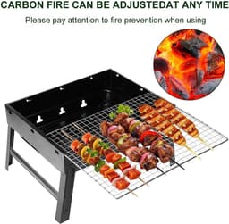 Compacte mini-barbecue houtskool draagbaar en inklapbaar roestvrijstalen grill - tafelgrill voor picknick, tuin, terras en camping - reizen - 43 x 29 x 23 cm. — thumbnail 3