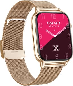 Belesy® HIMALAYA - Smartwatch Heren – Smartwatch Dames - Horloge – Stappenteller – Calorieën - Hartslag – Sporten - Je eigen foto als wijzerplaat - Kleurenscherm - Full Touch - Bluetooth Bellen – Milanees – Staal – Goud - Moederdag — thumbnail 2