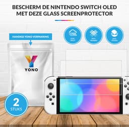 YONO Screenprotector geschikt voor Nintendo Switch OLED - Gehard Glas - Krasbestendig - Anti Vingerafdruk - Accessoires - 2 Stuks — thumbnail 5