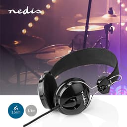 Nedis Bedrade On-ear Koptelefoon - 3,5 mm - Kabellengte: 1.10 m - Zwart — thumbnail 3