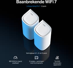 Linksys Velop Pro 7 Tri-band (2,4 GHz / 5 GHz / 6 GHz) Wi-Fi 7 (802.11be) Wit 5 Intern — thumbnail 3