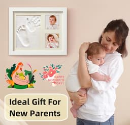 Baby Handafdruk Voetafdruk Herinnerings Kit - Baby Foto´s Fotolijstje voor Pasgeborenen - Babykamer Herinnering Kunst Kit Lijsten — thumbnail 4
