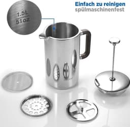 Dubbelwandig koffiezetapparaat van 18-10 roestvrij staal 15 liter met 3 filters - Koffiemachine voor thuisgebruik — thumbnail 5