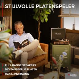 Retro platenspeler met speakers - Audizio RP114W - Model 2025 - met PC software - Houtlook — thumbnail 2