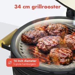 KitchenBrothers Kamado BBQ - 16 Inch Houtskool Barbecue - 34⌀ cm - PFAS-vrij - Deluxe Set - Egg BBQ met Accessoires - Vaderdag Cadeau - Zwart — thumbnail 4