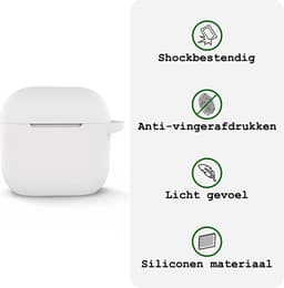 Case - Geschikt voor Apple AirPods 4 - Siliconen Hoes met Clip - Silicone Hoesje Cover - Wit — thumbnail 3