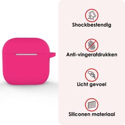 Hoes - Geschikt voor Apple AirPods 4 / 5 - Siliconen Hoesje met Clip - Silicone Case Cover - Roze — thumbnail 3