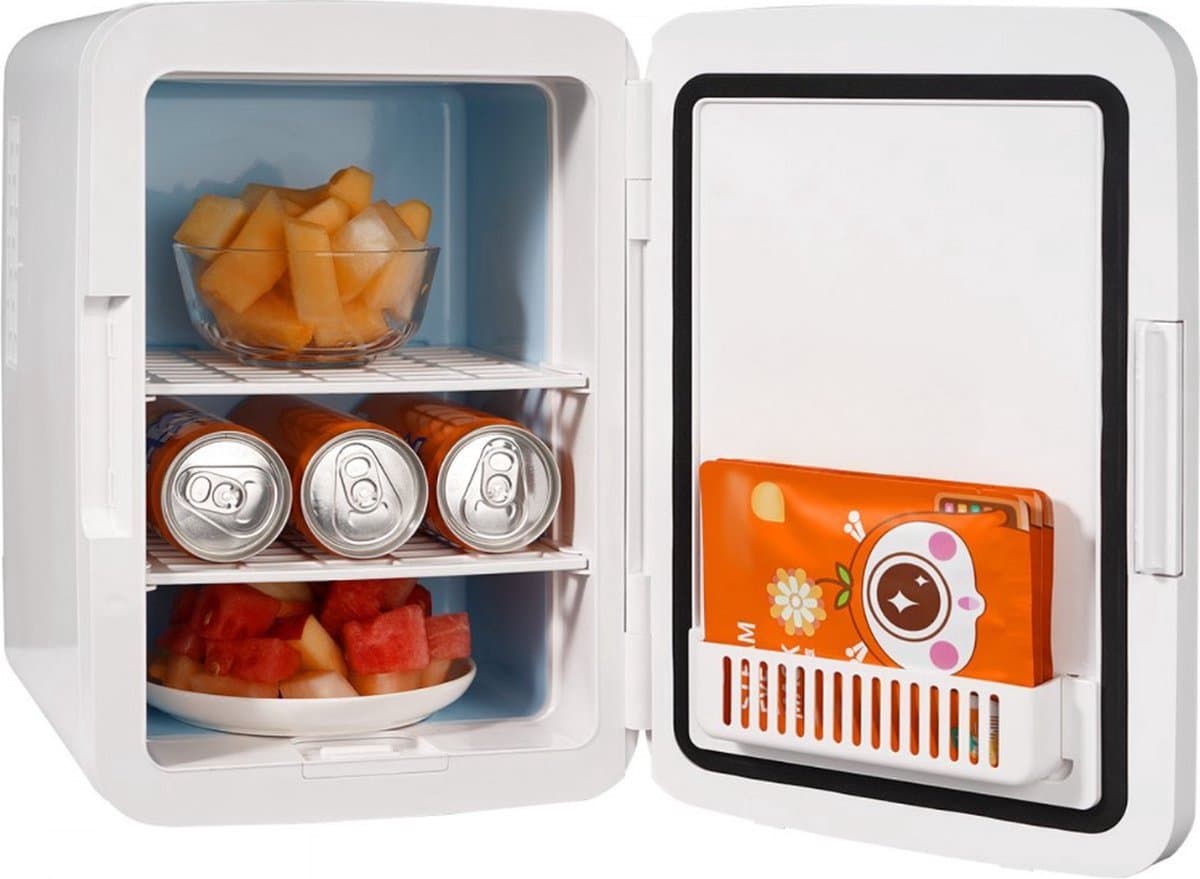10 L / 12 blikjes minikoelkast, 2 in 1 kleine koelkast Koel- en verwarmingsfunctie, slot Compacte drankkoelkast 9V DC / 220V AC voor kantoor en slaapzaal Drank Cosmetisch wit — afbeelding 1