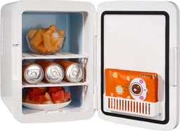 10 L / 12 blikjes minikoelkast, 2 in 1 kleine koelkast Koel- en verwarmingsfunctie, slot Compacte drankkoelkast 9V DC / 220V AC voor kantoor en slaapzaal Drank Cosmetisch wit — thumbnail 1