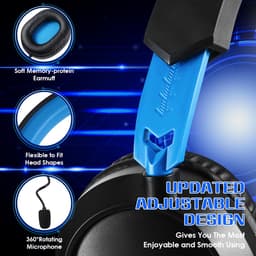 KOTION EACH G3100 Gaming Headset - Over-ear Koptelefoon met Microfoon - Geschikt voor Nintendo Switch,PS5, PS4, Xbox Series X|S, Xbox One, Mobile & PC - Zwart blauw — thumbnail 4