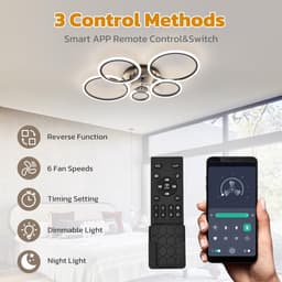 Equivera Plafonniere met Ventilator - Plafondventilator - Plafondventilator Afstandsbediening - Plafondventilator Slaapkamer - Plafond Ventilator met Verlichting - Plafondlamp - Plafonniere - Ideaal voor in uw slaapkamer! — thumbnail 3
