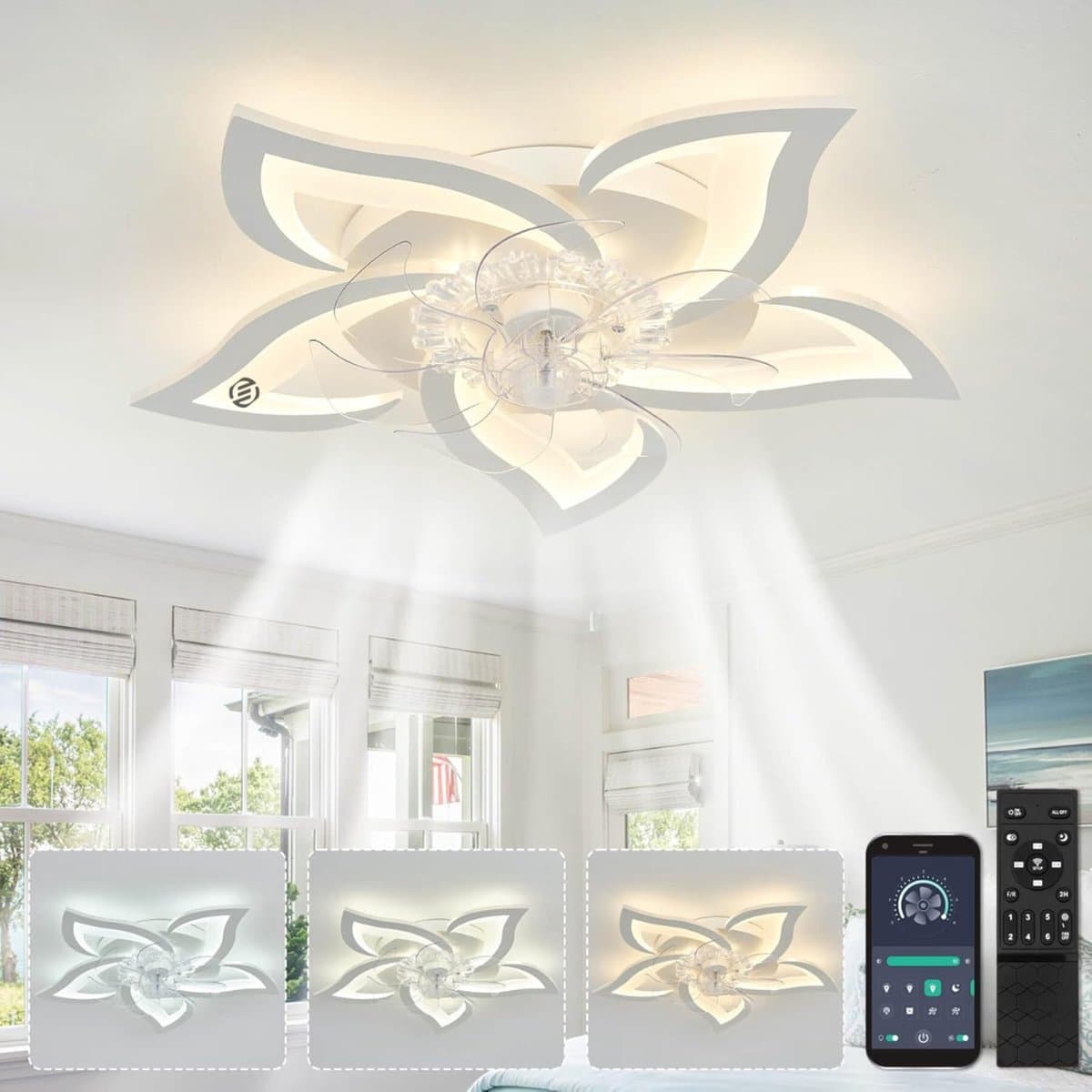 Equivera Plafonniere met Ventilator - Plafondventilator - Plafondventilator Afstandsbediening - Plafondventilator Slaapkamer - Plafond Ventilator met Verlichting - Plafondlamp - Plafonniere - Ideaal voor in uw slaapkamer! — afbeelding 1