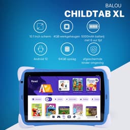 Balou ChildTab XL Kindertablet 10.1 inch - Blauw of Roze - 128GB (64GB+64GB) + 4GB RAM - Inclusief Gratis Screenprotector en 64GB SD-kaart - Ouderlijk Toezicht & Lange Batterijduur — thumbnail 2
