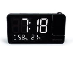 Projectorklokradio - THOMSON - Zwart - FM-radio - Temperatuur - Vochtigheid - Dubbel alarm - USB-C - Voeding 230V